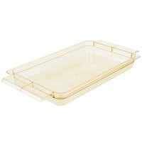 Cambro 12HPH150 H-Pan™ Full Size Amber High Heat Plastic Food Pan with Handles - 2 1/2 inch Deep
