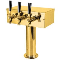 Micro Matic D7743PVDKR PVD Brass Kool-Rite Glycol Cooled 3 Tap T Style Tower - 3 inch Column