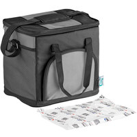 Choice Black Small Insulated Soft Cooler Bag w/Microcore Thermal Cold Pack Kit (Holds 24 Cans)