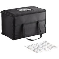 Choice Insulated Food Delivery Bag / Pan Carrier with Microcore Thermal Hot or Cold Pack Kit, Black Nylon, 23 inch x 13 inch x 15 inch