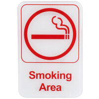 Thunder Group Smoking Area Sign - Red and White, 9" x 6"