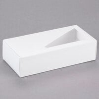 7 1/8 inch x 3 3/8 inch x 1 7/8 inch White 1 lb. 1-Piece Candy Box with Triangular Window   - 25/Pack