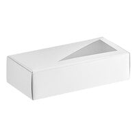 7 1/8" x 3 3/8" x 1 7/8" White 1 lb. 1-Piece Candy Box with Triangular Window   - 25/Pack