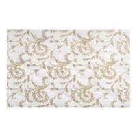 7 1/8" x 4 1/2" 3-Ply Glassine 1 1/2 lb. White Candy Box Pad with Gold Floral Pattern   - 25/Pack