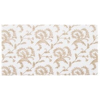 7 3/8 inch x 3 7/8 inch 3-Ply Glassine 1/2 lb. White Candy Box Pad with Gold Floral Pattern   - 25/Pack