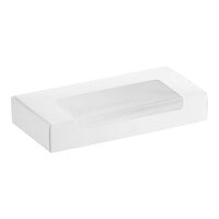 7 3/8" x 3 1/2" x 1 1/4" White 3/4 lb. 1-Piece Candy Box with Rectangular Window - 25/Pack