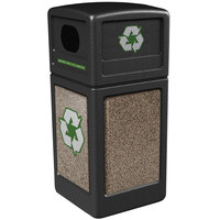 Commercial Zone 72235299 StoneTec 42 Gallon Black Square Recycling Container with Riverstone Panels