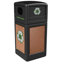 Commercial Zone 72231499 StoneTec 42 Gallon Black Square Recycling Container with Sedona Panels