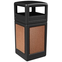 Commercial Zone 72041499 StoneTec 42 Gallon Black Square Decorative Waste Receptacle with Sedona Panels and Dome Lid