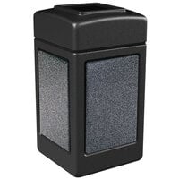 Commercial Zone 720313 StoneTec 42 Gallon Black Square Decorative Waste Receptacle with Pepperstone Panels