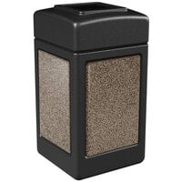 Commercial Zone 720352 StoneTec 42 Gallon Black Square Decorative Waste Receptacle with Riverstone Panels