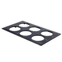 GET ML-171-BK Full Size Black Melamine Adapter Plate with Six Cut-Outs for Six Round Crocks