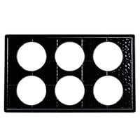 GET ML-171-BK Full Size Black Melamine Adapter Plate with Six Cut-Outs for Six Round Crocks