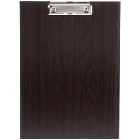 Choice 9 inch x 12 1/2 inch Dark Wood Color Menu Holder / Presenter with Clip