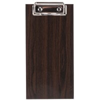 Choice 4 inch x 8 inch Dark Wood Color Menu Holder / Check Presenter with Clip