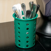 Steril-Sil RP-25-HUNTER Hunter Green Perforated Plastic Flatware Cylinder