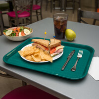 Carlisle CT141815 Cafe 14 inch x 18 inch Teal Standard Plastic Fast Food Tray - 12/Case