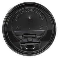 Choice Black Hot Paper Cup Travel Lid with Hinged Tab for 10-24 oz. Standard Cups and 8 oz. Squat Cups - - 100/Pack