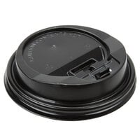 Choice Black Hot Paper Cup Travel Lid for 10-24 oz. Standard Cups and 8 oz.  Squat Cups - 1000/Case