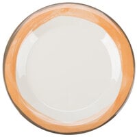 GET WP-9-DI-KNO Kanello 9 inch Round Diamond Ivory Wide Rim Melamine Plate with Kanello Orange Edge - 24/Case