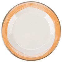 GET WP-7-DI-KNO Kanello 7 1/2 inch Round Diamond Ivory Wide Rim Melamine Plate with Kanello Orange Edge - 48/Case