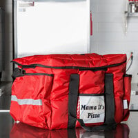 ServIt Heavy-Duty Insulated Red Nylon Sandwich / Take-Out Delivery Bag