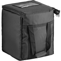 Choice Insulated Food Delivery Bag, Black Nylon, 13 inch x 13 inch x 15 1/2 inch - Holds (6) 2 1/2 inch Deep 1/2 Size Pans or (18) 2 Qt. Container
