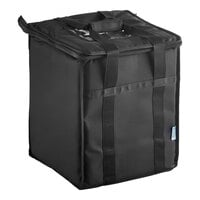 Choice Customizable Insulated Food Delivery Bag Black Nylon 13" x 13" x 16" - Holds (6) 2 1/2" Deep 1/2 Size Pans or (18) 2 Qt. Container