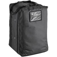 ServIt Insulated Pizza Delivery Bag Black Soft-Sided Heavy-Duty Nylon 19" x 19" x 26 1/2" - Holds up to (12) 12" Pizza Boxes