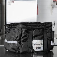 ServIt Heavy-Duty Insulated Black Nylon Sandwich / Take-Out Delivery Bag