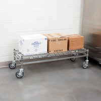 Regency 18 inch x 48 inch Heavy-Duty Mobile Chrome Dunnage Rack with Mat