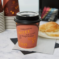 Choice 8 oz. Coffee Print Poly Paper Hot Cup and Lid - 100/Pack