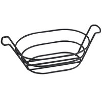 Clipper Mill by GET 4-33785 8 1/2 inch x 6 inch Black Iron Powder Coated Oval Basket with Handles