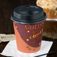 Choice 10 oz. Coffee Print Poly Paper Hot Cup and Lid - 100/Pack