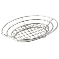 Clipper Mill by GET 4-83824 11 inch x 8 inch Stainless Steel Oval Basket with Raised Grid Base