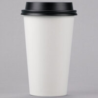 Choice 16 oz. White Poly Paper Hot Cup and Lid - 100/Pack