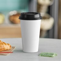 Choice 16 oz. White Poly Paper Hot Cup and Lid - 100/Pack