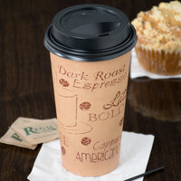 Choice 20 oz. Cafe Print Poly Paper Hot Cup and Lid - 100/Pack