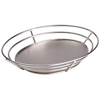 Clipper Mill by GET 4-83850 11 1/4 inch x 8 1/4 inch Stainless Steel Oval Basket with Raised Solid Bottom