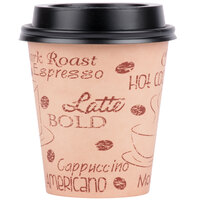 Choice 10 oz. Cafe Print Poly Paper Hot Cup and Lid - 100/Pack