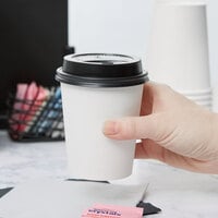 Choice 8 oz. White Poly Paper Hot Cup and Lid - 100/Pack