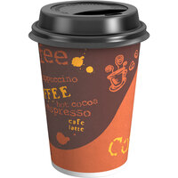 Choice 12 oz. Coffee Print Poly Paper Hot Cup and Lid - 100/Pack