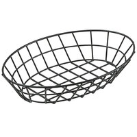 Clipper Mill by GET 4-30188 12" x 8 1/4" Black Iron Powder Coated Oval Grid Basket