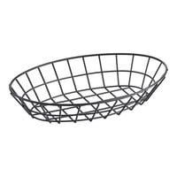 Clipper Mill by GET 4-30188 12" x 8 1/4" Black Iron Powder Coated Oval Grid Basket