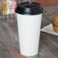 Choice 20 oz. White Poly Paper Hot Cup and Lid - 100/Pack