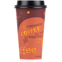 Choice 20 oz. Coffee Print Poly Paper Hot Cup and Lid - 100/Pack