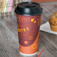 Choice 20 oz. Coffee Print Poly Paper Hot Cup and Lid - 100/Pack