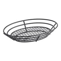 Clipper Mill by GET 4-38814 11" x 8" Black Iron Powder Coated Oval Basket with Raised Grid Base