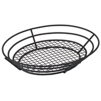 Clipper Mill by GET 4-38848 12 1/2" x 9 1/4" Black Iron Powder Coated Oval Basket with Raised Grid Base