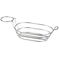 Clipper Mill by GET 4-91630 9 inch x 6 inch x 3 1/2 inch Stainless Steel Oval Basket with Handle and Ramekin Holder